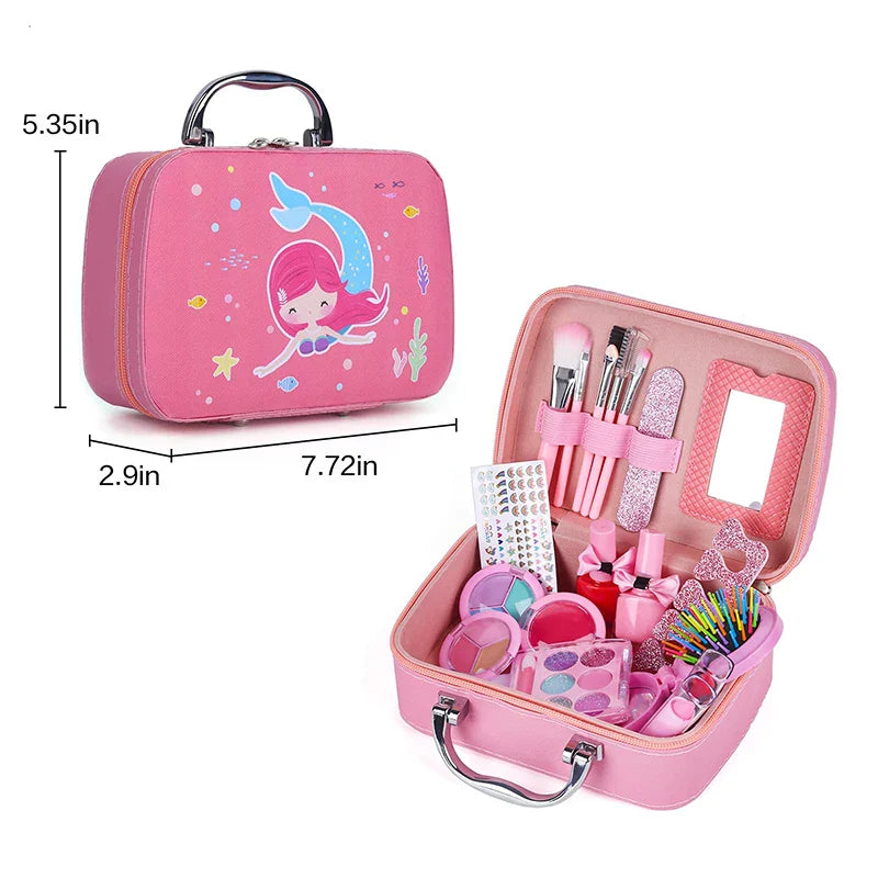 Kids Makeup Kit Pink Washable Princess Play Set Safe Non Toxic Back To School Gift 2025