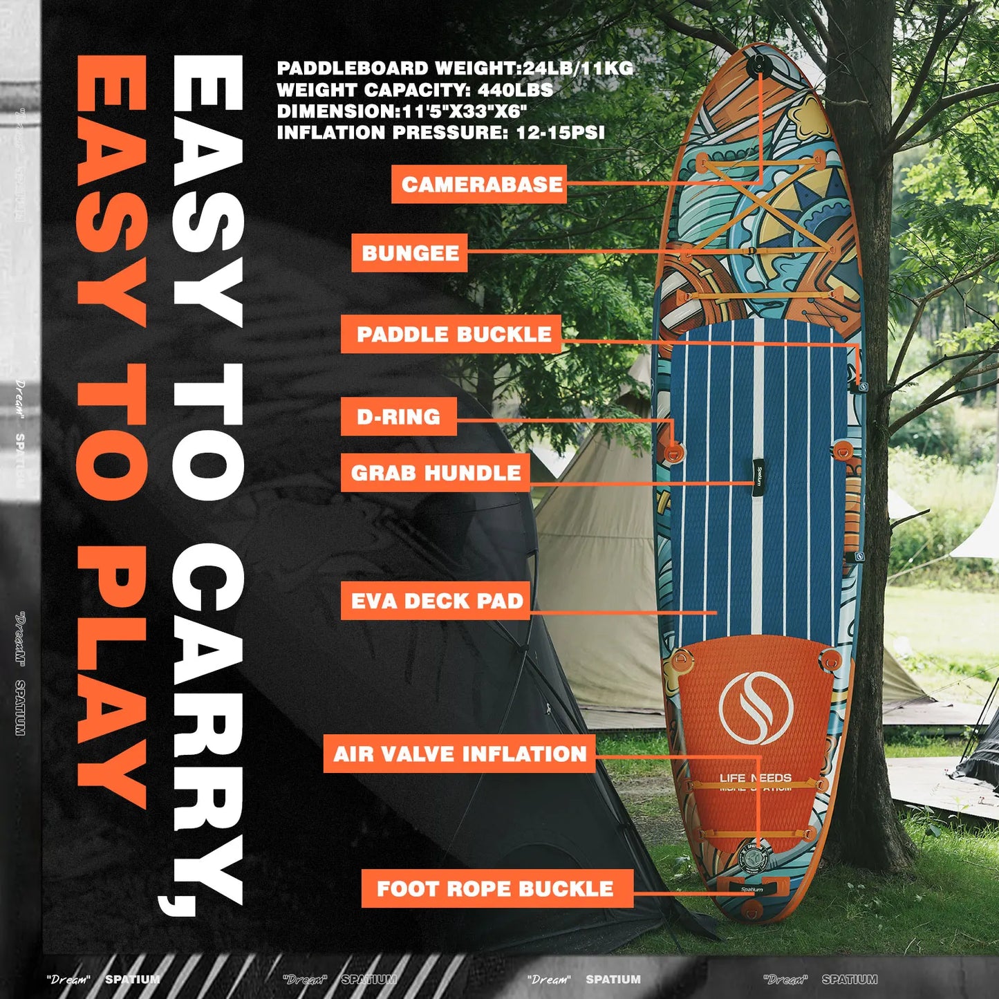 Inflatable Stand Up Paddle Board 350cm for Surfing and Fishing, Durable Lightweight SUP Board with Quick Inflation and Accessories