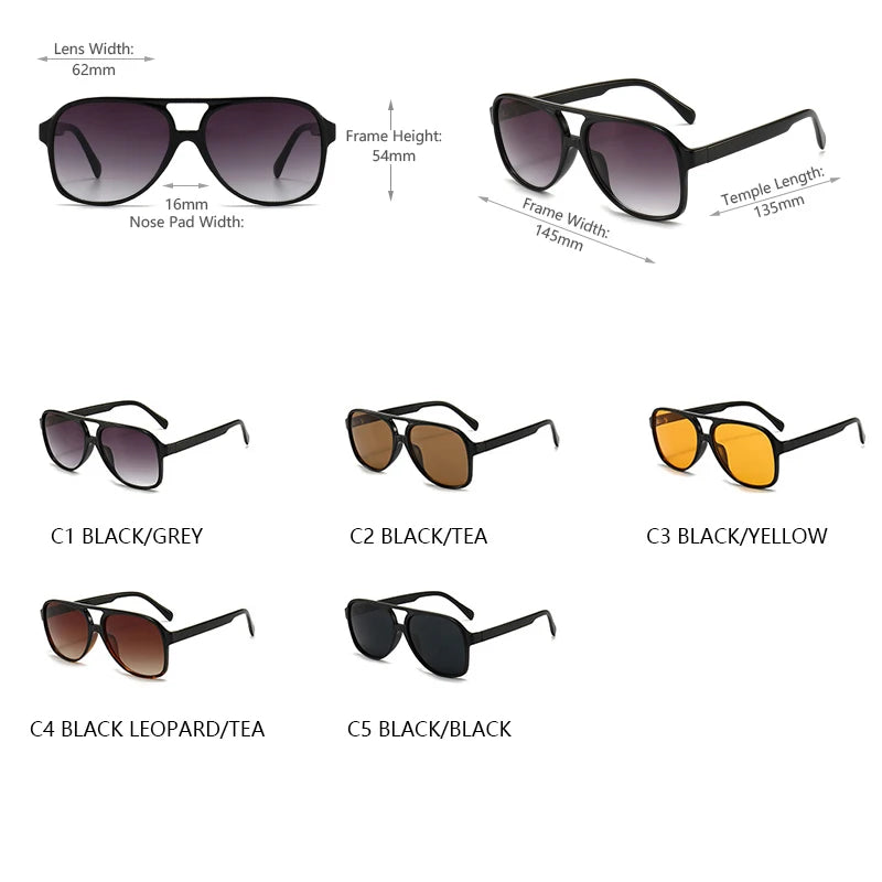 Retro Pilot Solbriller Unisex Mode Polariserede Shades Gradient Farve Udendørs Beklædning