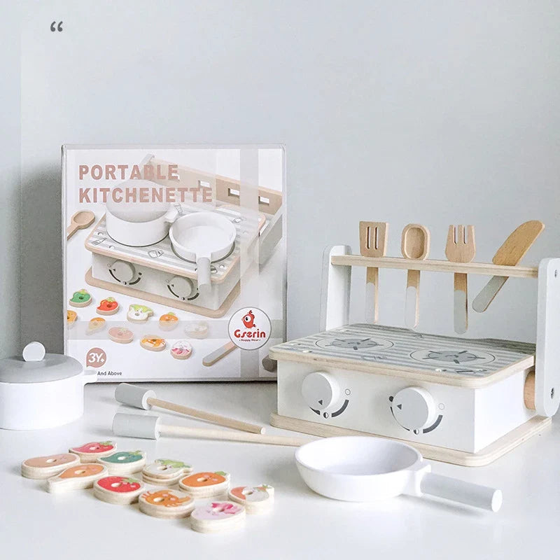 Wooden Toy BBQ Set Pretend Play Cooking Playset Early Learning Montessori Toy Fall 2025 Educational Gift