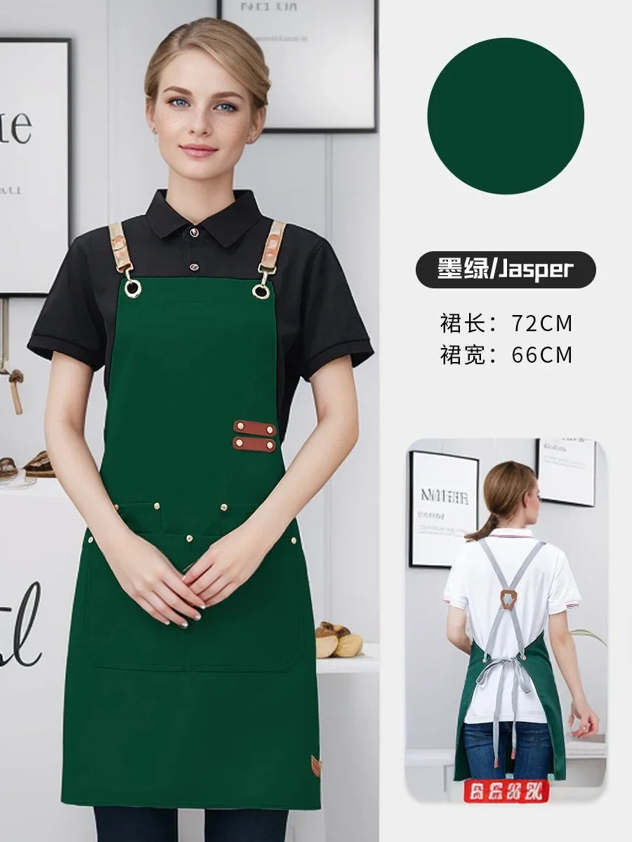 Kitchen Apron Professional Bib Apron Restaurant Work Apron Fall 2025 Waterproof Pockets Durable