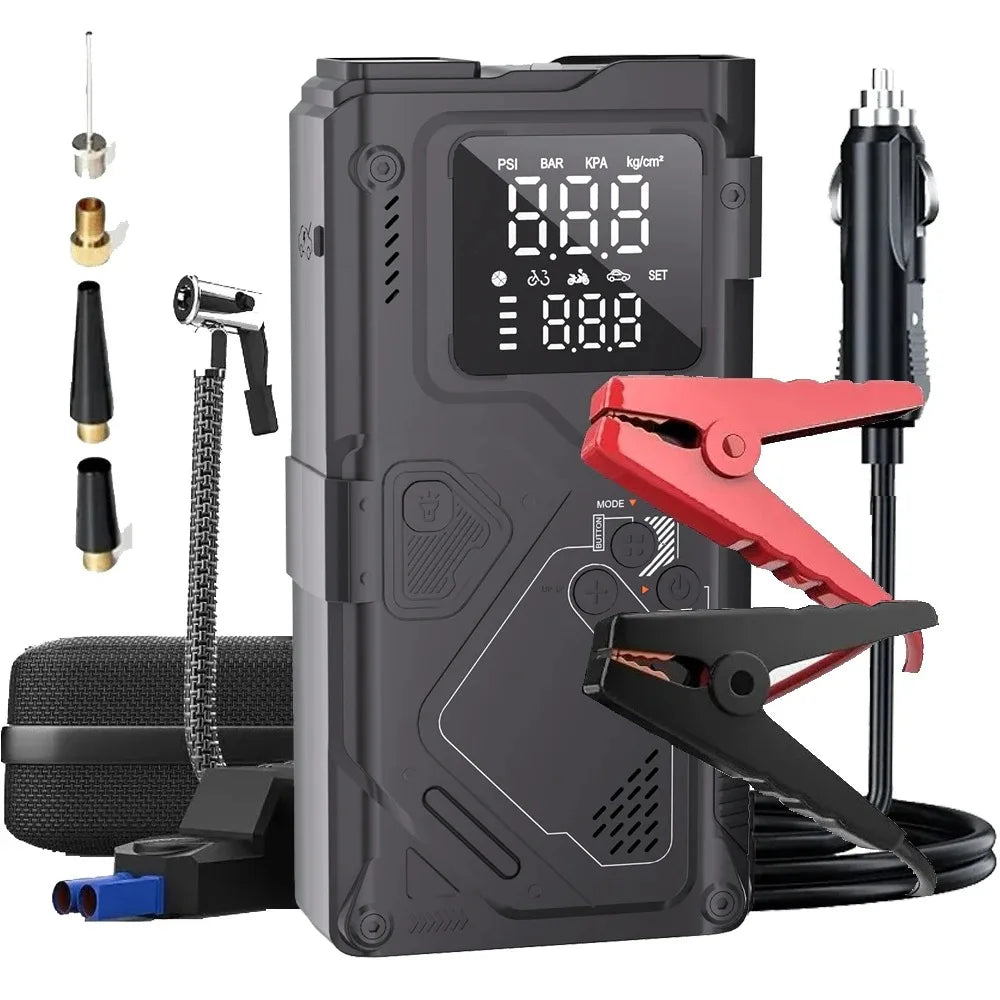 Jump Starter med luftkompressor 6 i 1 bilbatteri booster 5000A peak 150 PSI dekkpumpe 400LM LED-lys Fall 2025 Prep