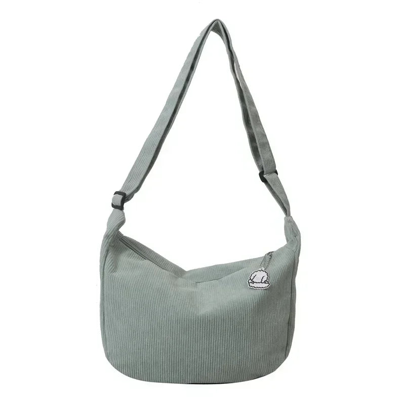 Fløjlsbukse crossbody taske stor kapacitet beige skuldertaske efterår 2026 til daglig brug