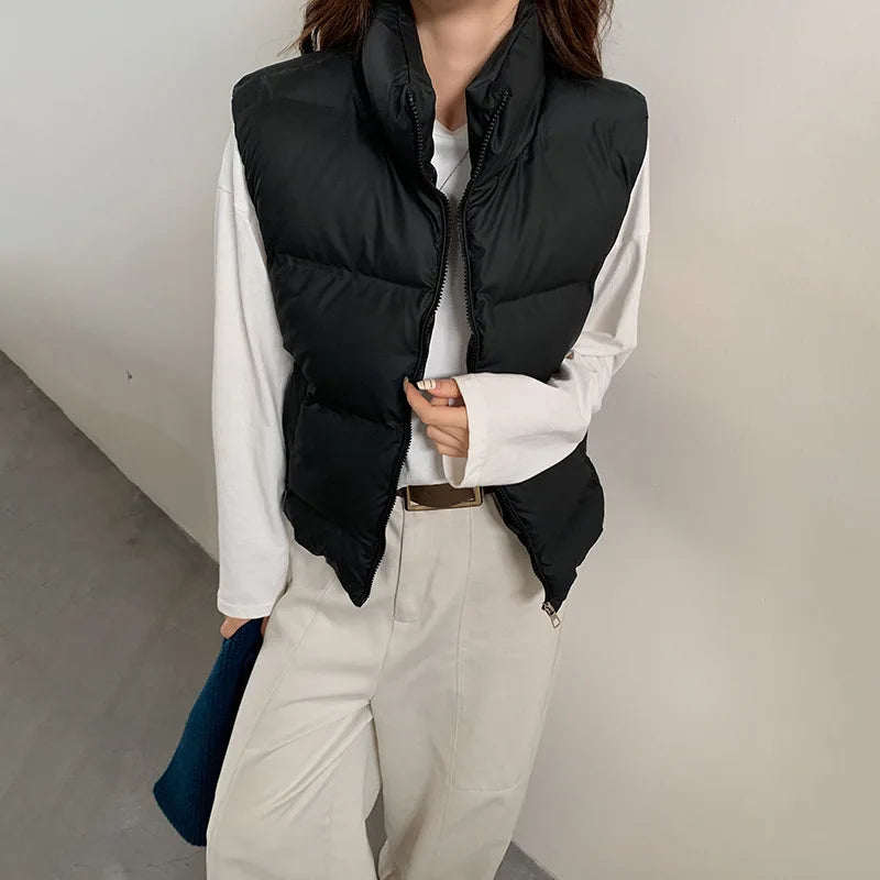 Lightweight Women's Down Vest - Cropped Boxy, Duck Fill