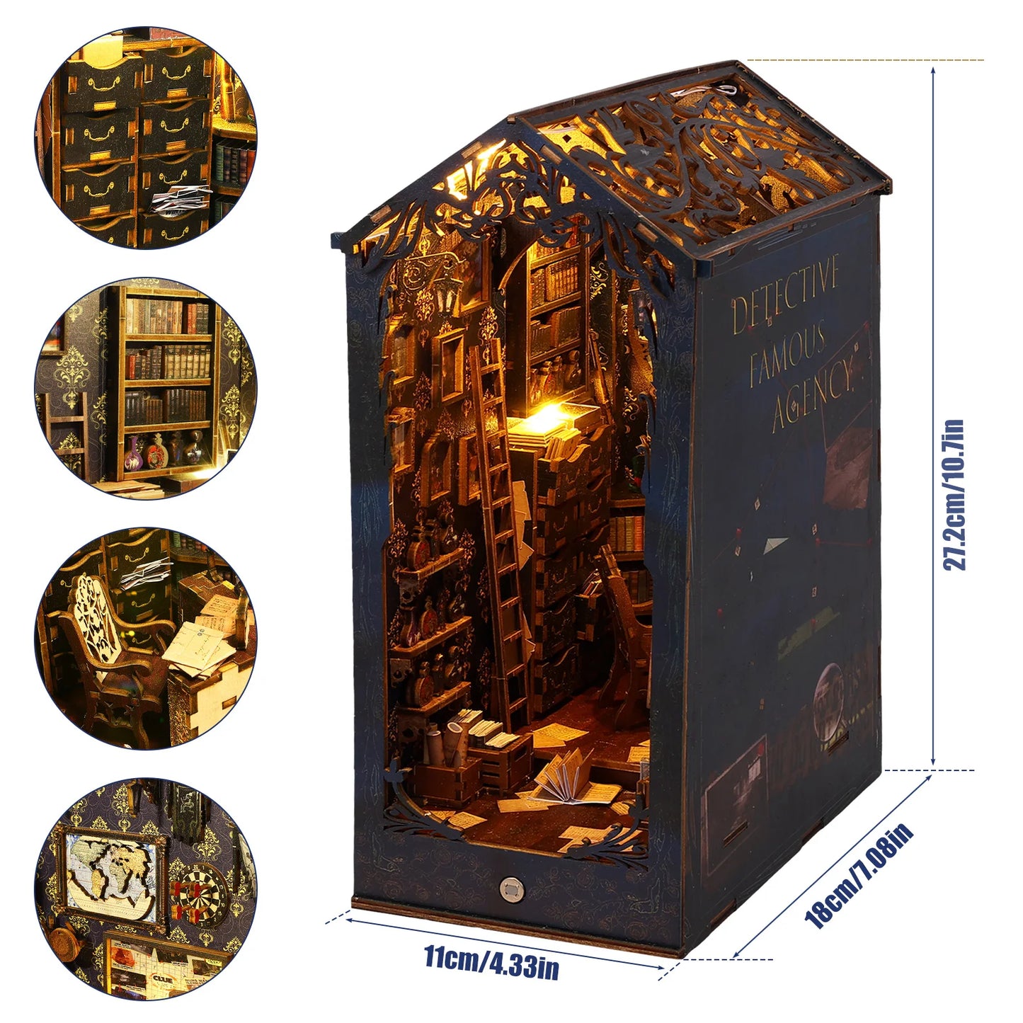 DIY Book Nook Kit 3D Wooden Bookshelf Miniature Model