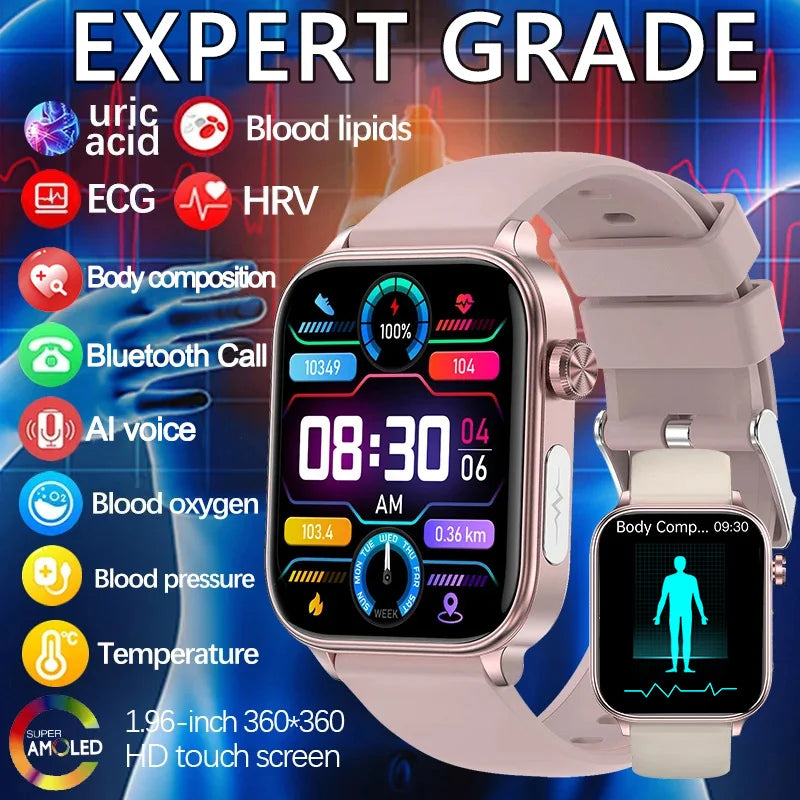Orologio intelligente con monitoraggio della salute, diagnostica AI, lipidi nel sangue, acido urico, composizione corporea, tendenza autunno 2025, regalo