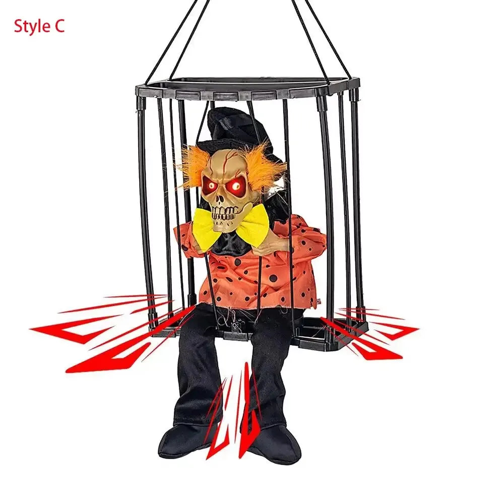 Schreeuwend skelet in gevangeniskooi, Halloween-decoratieaccessoire, angstaanjagend spookhuisdecor van acryl 2026