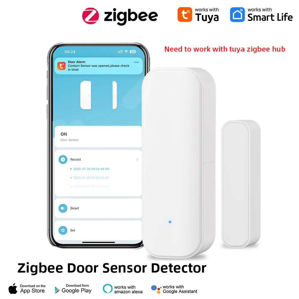 Tuya WiFi Zigbee Window Door Sensor Smart Home Security Alarm