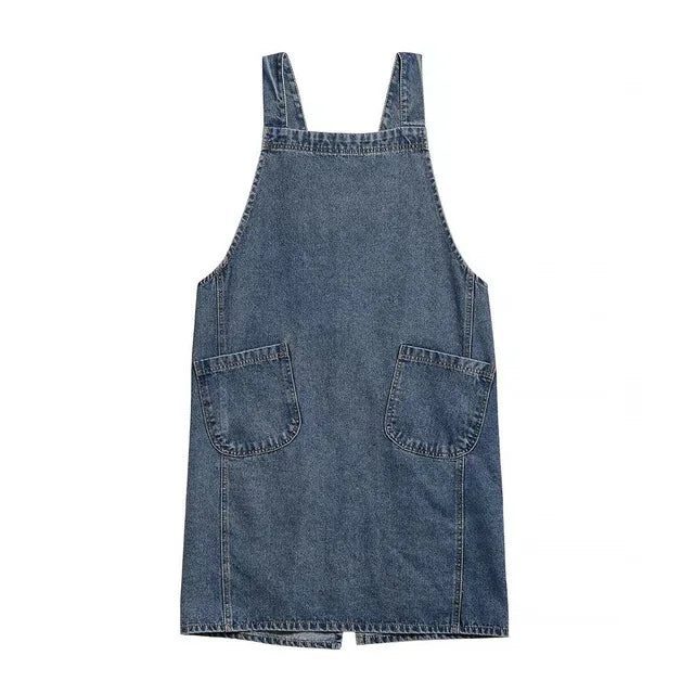 Denim Apron Washed Cotton Canvas Korean Dress Apron Fall 2025 Kitchen Garden Cooking Apron With Pockets