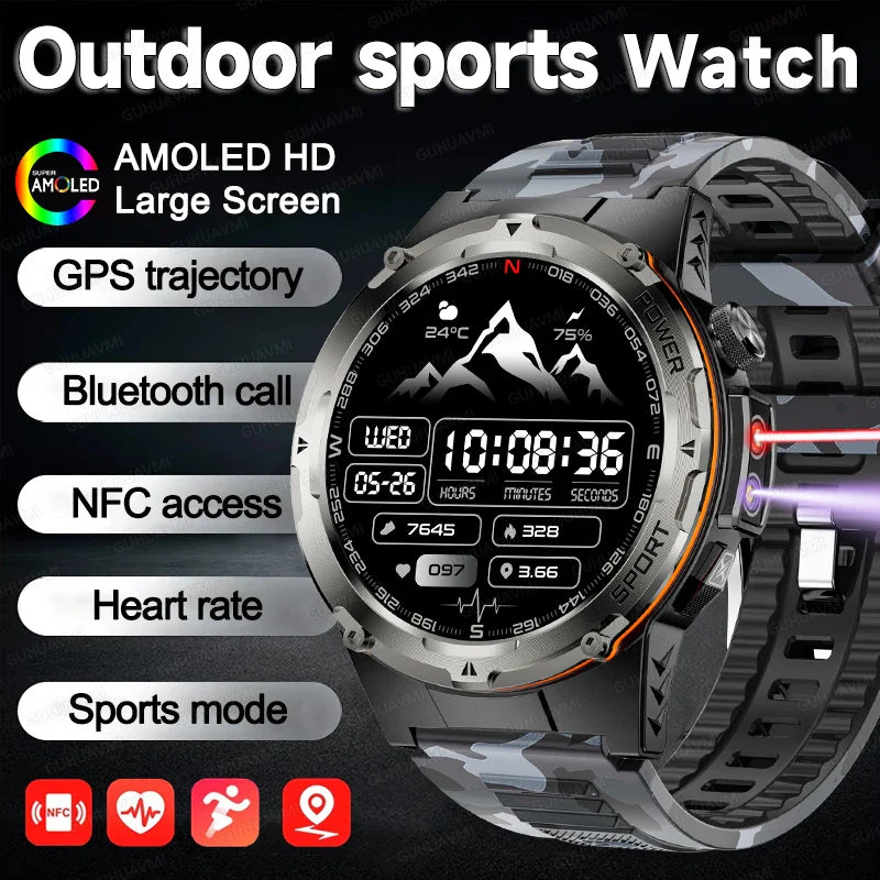 GPS Sports Smart Watch With AMOLED Display Compass NFC HD Calls Waterproof 500mAh Battery Fall 2025 Outdoor Trend