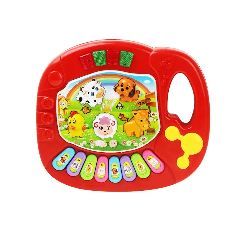 Juego de Teclado de Piano de Dibujos Animados de Granja para Niños - Sonidos de Animales, Música con Luces Intermitentes, Juguete Educativo para Bebés, Regalos para Niños