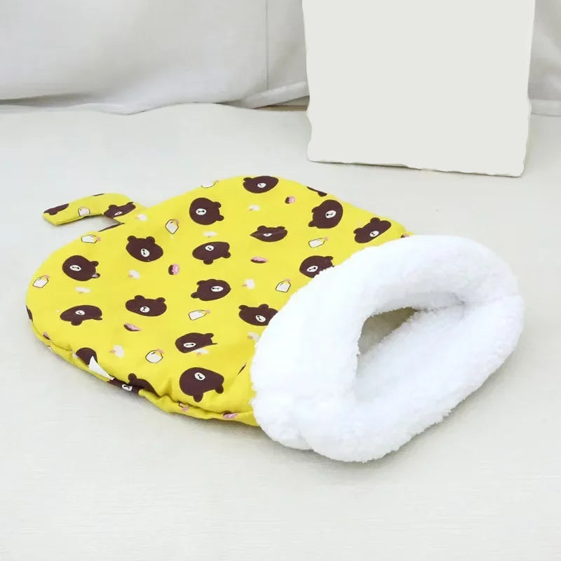 Self Warming Cat Bed - Soft Plush Cat Sleeping Bag for Indoor Cats, Cozy Nest for Small Pets