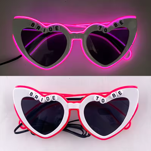 Retro LED Flitsende Zonnebrillen voor Bachelorette Party, Roze Hart Brillen, Bruiloft Props, Valentijnsdag Decor