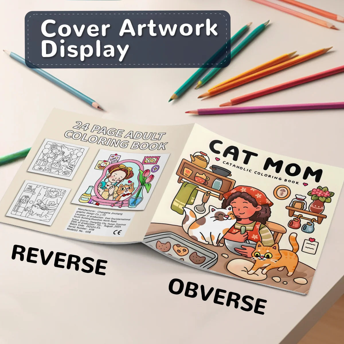 Coloring Book 24-Page Cat Family Life Scenes Relaxation Easter Gift Idea For Stress Relief