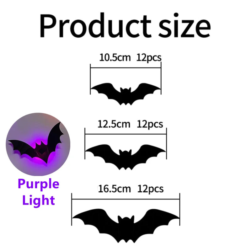 LED Bat Wall Stickers Green 3D Halloween Decor 2025