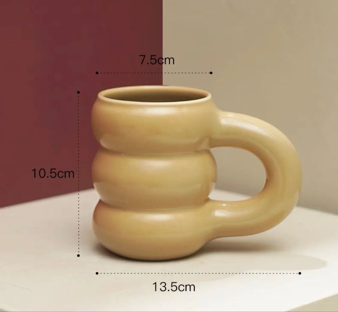Keramisk Krus Ergonomisk Greb Skulpturel Nordisk Kaffekop Efterår 2025, Overdimensioneret Håndtag Hygge Gave