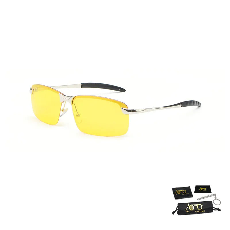 Polarized Night Driving Sunglasses Rimless Alloy Frame UV400 Protection Fall 2025