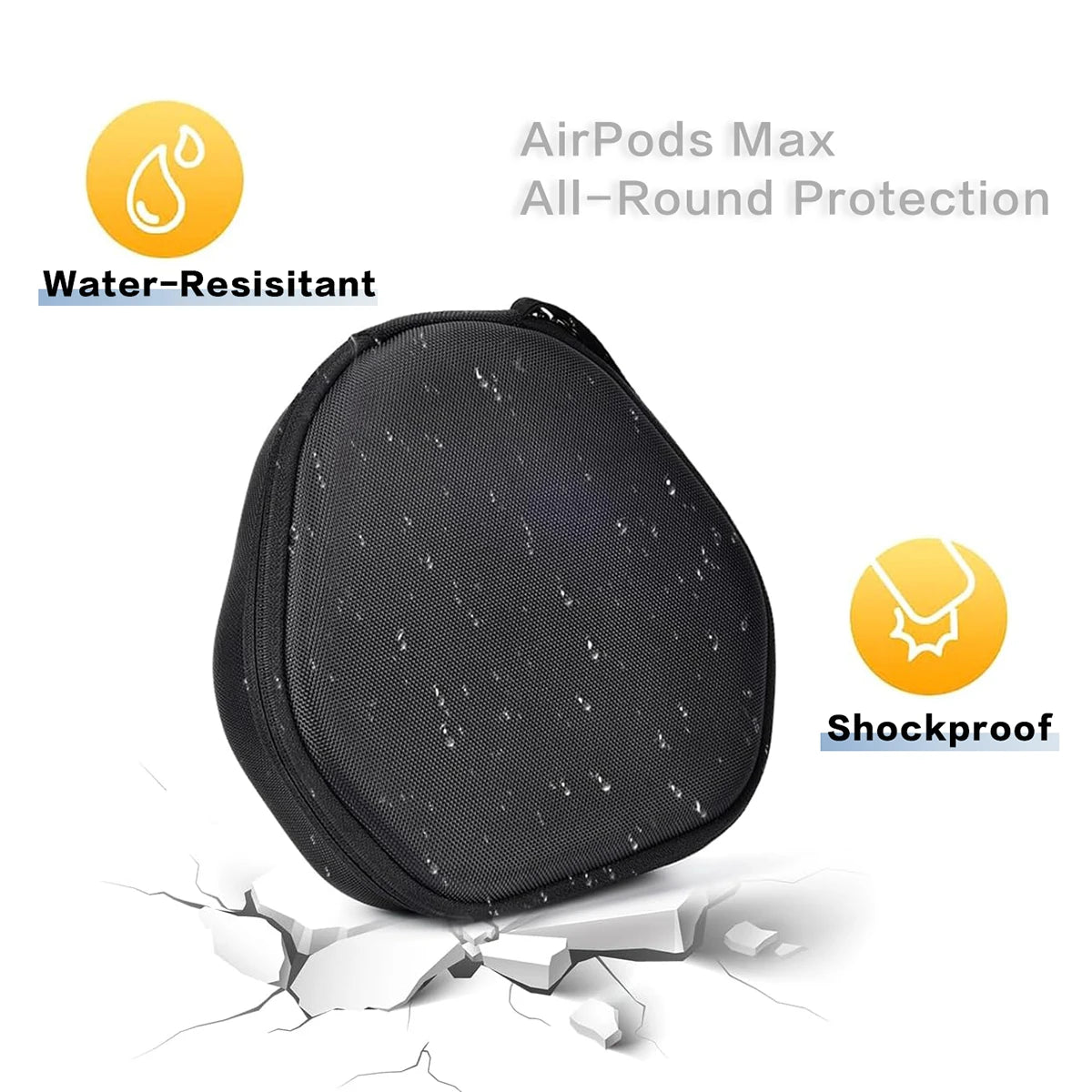 AirPods Max Hard Case with Accessories Pocket - Portable Travel Bag, Protective Storage Box