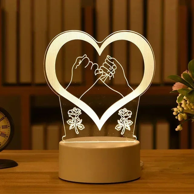 3D Romantic LED Night Light Lamp - Kids Bedroom Decor, A Unique Valentine's Day Gift for Weddings