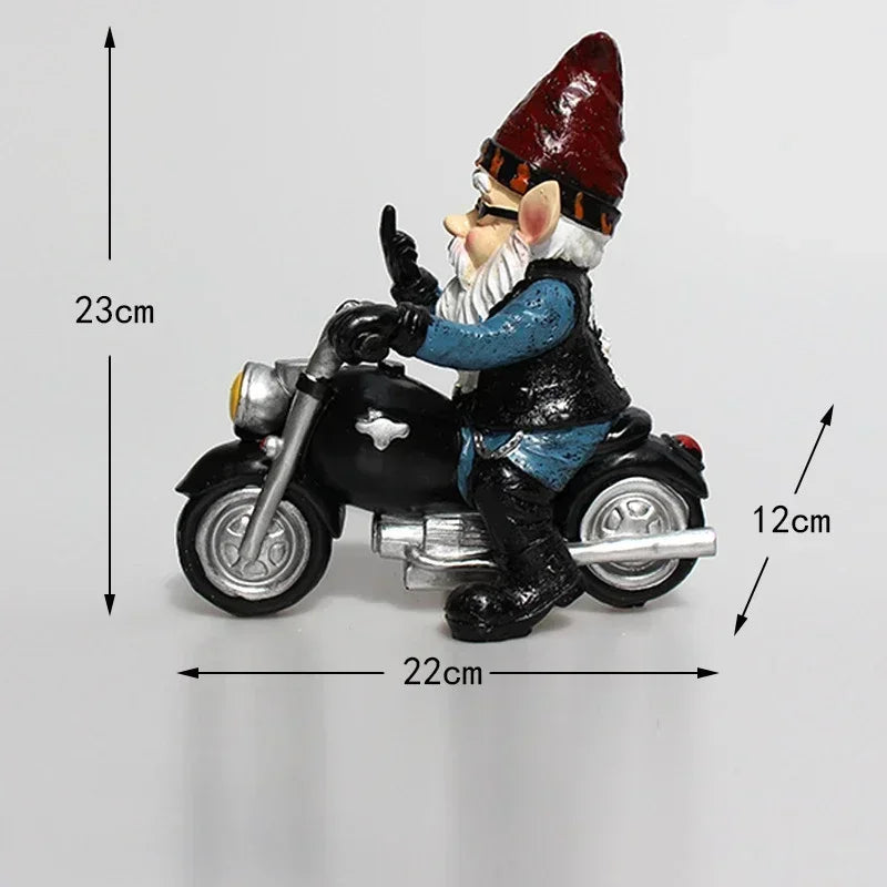 Statua Gnomo da Giardino in Resina Figurina Nano Motociclista Decorazione Esterna Cortile Idea Regalo Autunno 2026