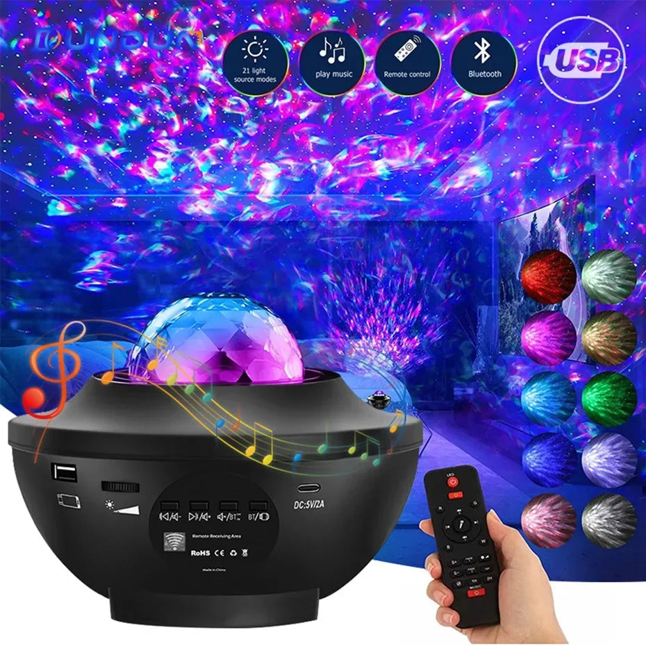 Projecteur de galaxie étoilée coloré Lampe de nuit enfant Bluetooth avec musique Cadeau