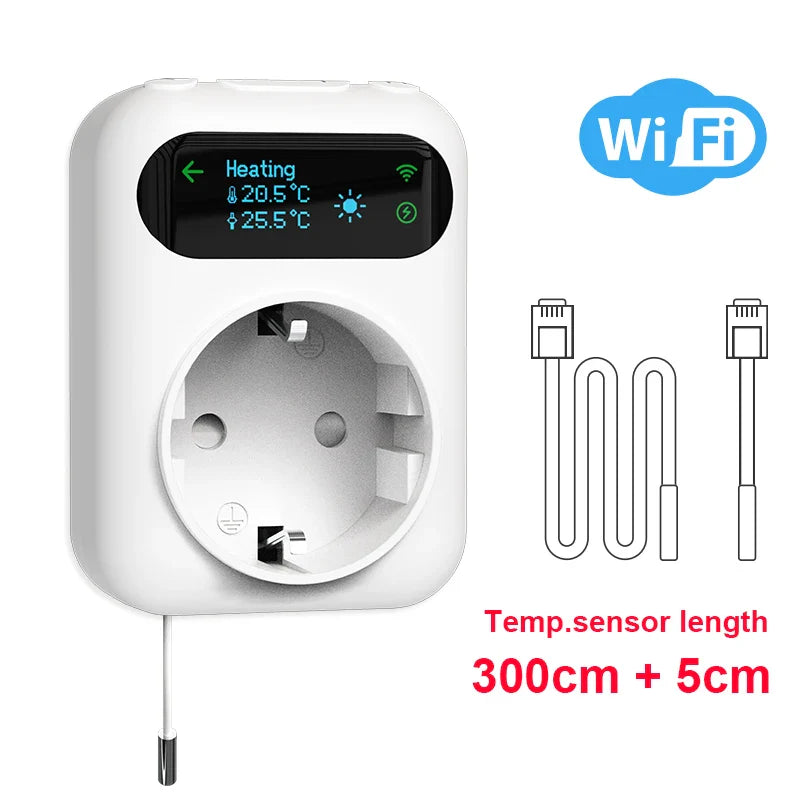 Smart termostatstik med 3M NTC-sensor WiFi-udtag stik efterår 2025 smart hjem trend fjernbetjent temperaturkontrol