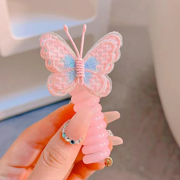 Gomma per capelli a farfalla colorata per bambini - Elastico per capelli non dannoso, fascia per coda di cavallo in corda intrecciata