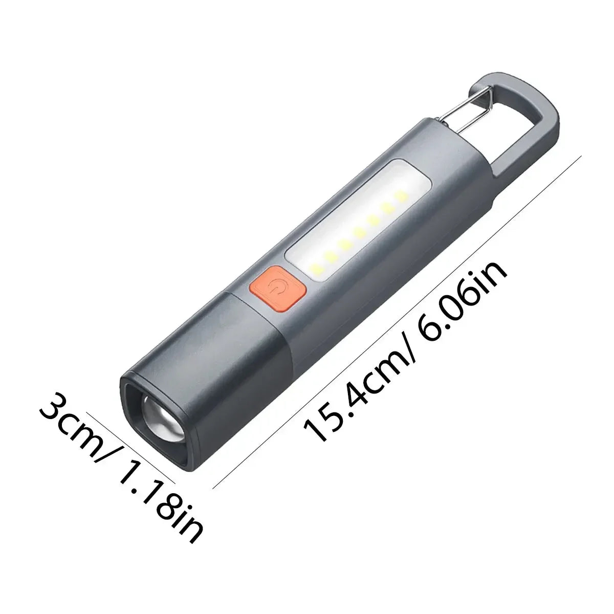 Strong Lighting ABS Flashlamp USB Charging Portable Outdoor Flashlight - Telescopic COB Side Lamp for Camping and Hiking