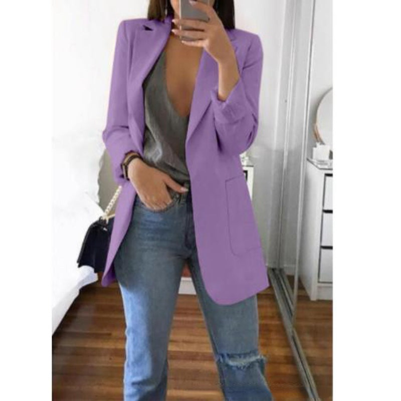 Tailored women's black blazer – fitted cotton blend, for business meetings 8