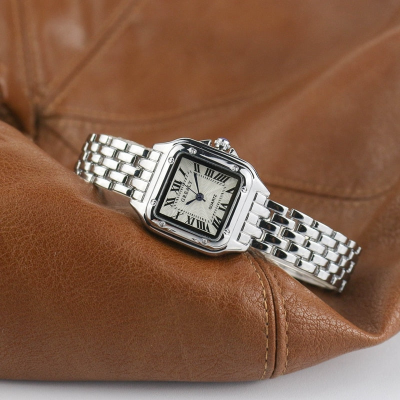 Timeless women's square watch – durable stainless steel band, for everyday wear 2