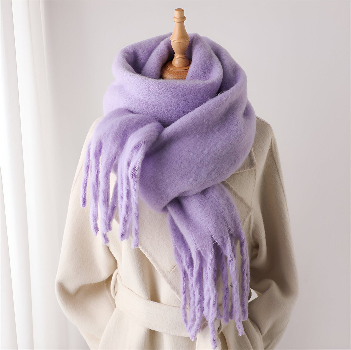 Soft Women’s Scarf - Oversized Fringed Cashmere For Winter