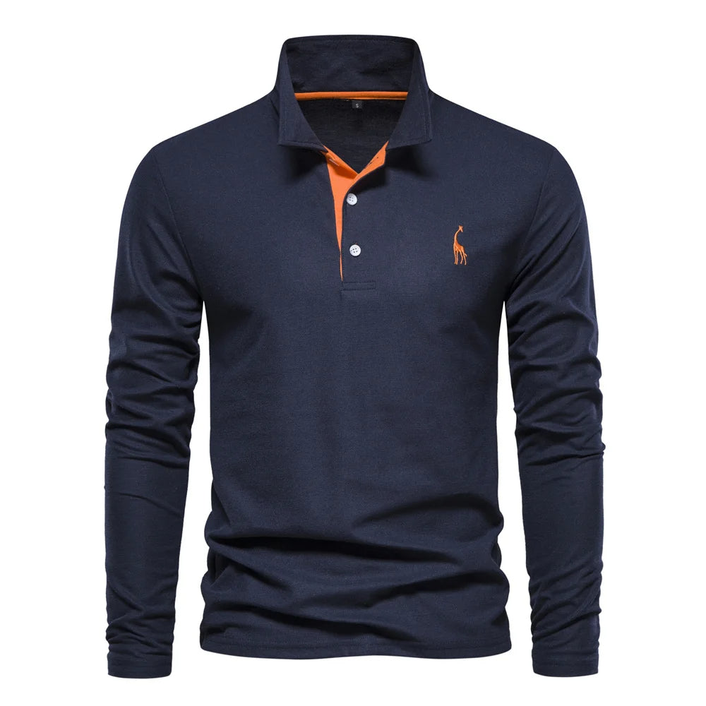 Soft Classic Mens Long Sleeve Polo - Collared Cotton Casual