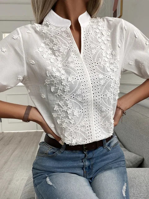 Elegant Women's Top - Flattering Fit Blouse for Going Out, Soft Breathable Fabric, Versatile Style for Casual and Formal Events-6