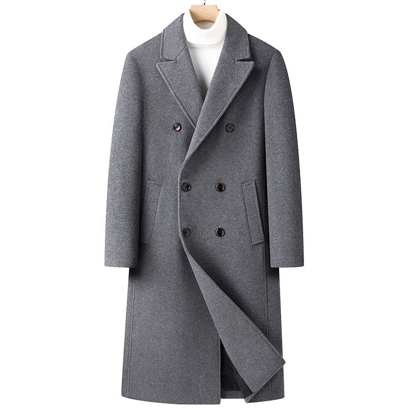 Warm Structured Overknee Wool Coat - Double Breasted, Winter
