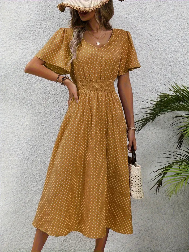 Variant image for Feminine Summer Dress with Gathered Waist, Lightweight Breathable Fabric, Multiple Colors, Sizes S-XXL-26