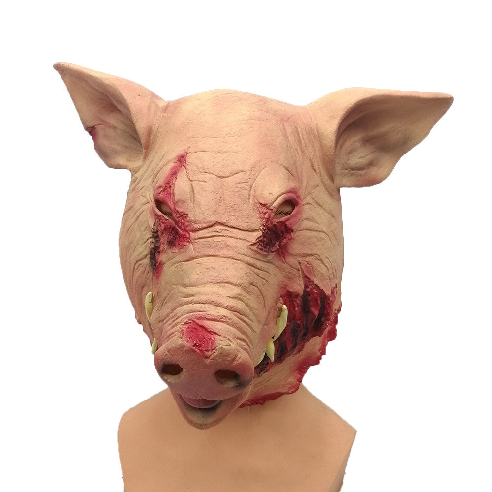 Rotten Pig Head Latex Mask Horror Halloween Cosplay Gore