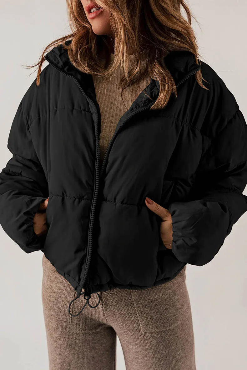 Insulating Womens Puffer Jacket - Cropped Boxy Polyester