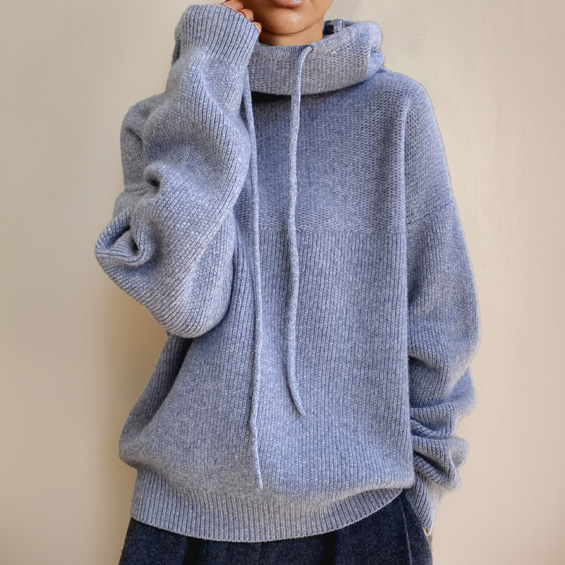 Übergroßer Damen-Hoodie – Boxy Plüschstrick, zum Schichten geeignet