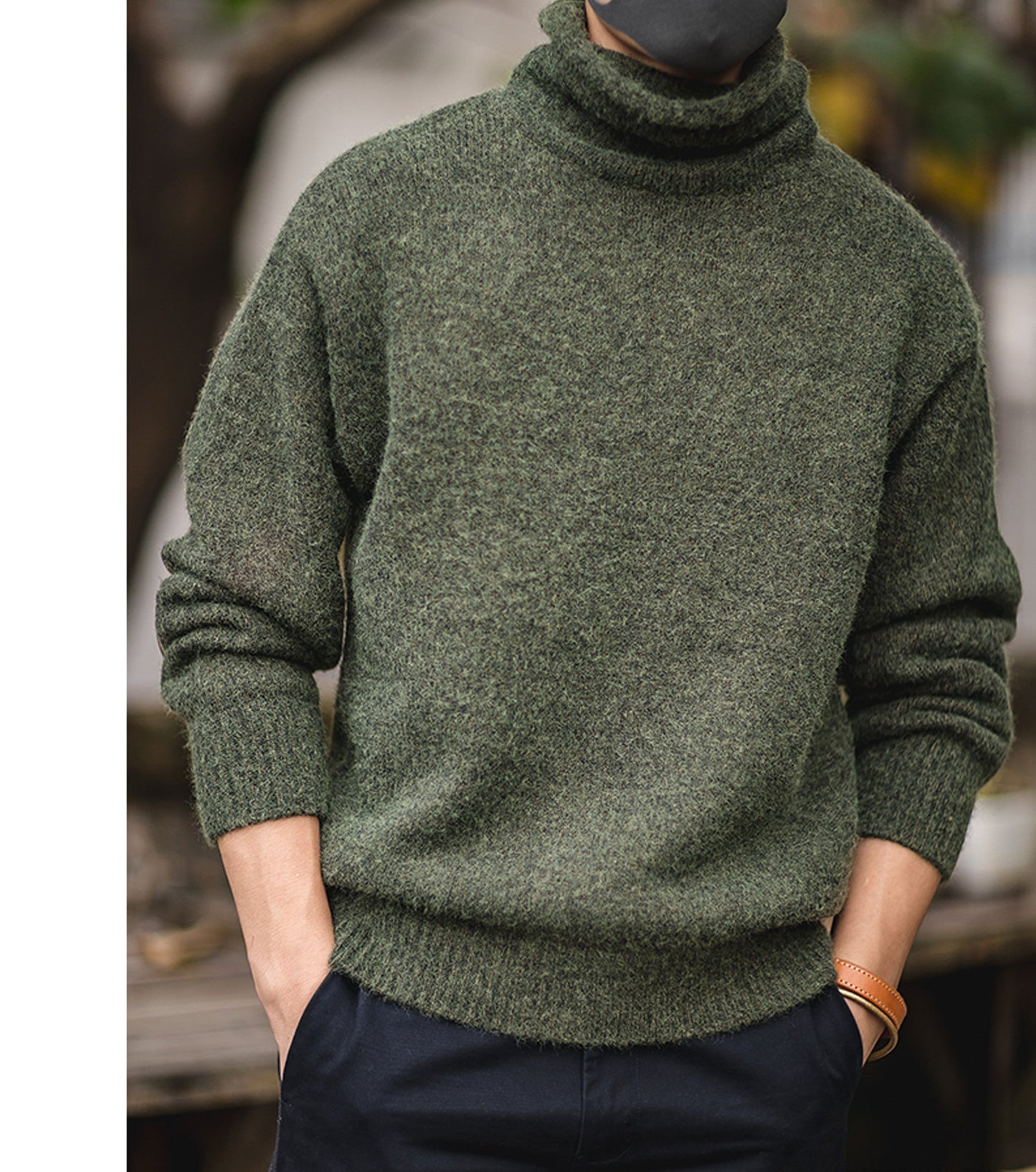 Suéter de cuello alto para hombre cálido - Mohair holgado y oversize