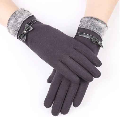 Insulating Women’s Gloves - Fitted Faux Fur Cuff, Cashmere