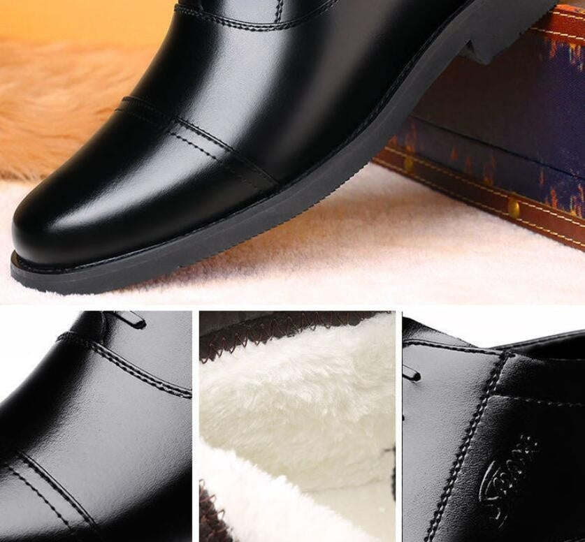 Warm Cozy Mens Ankle Boots - Cap Toe, PU Leather, Winter