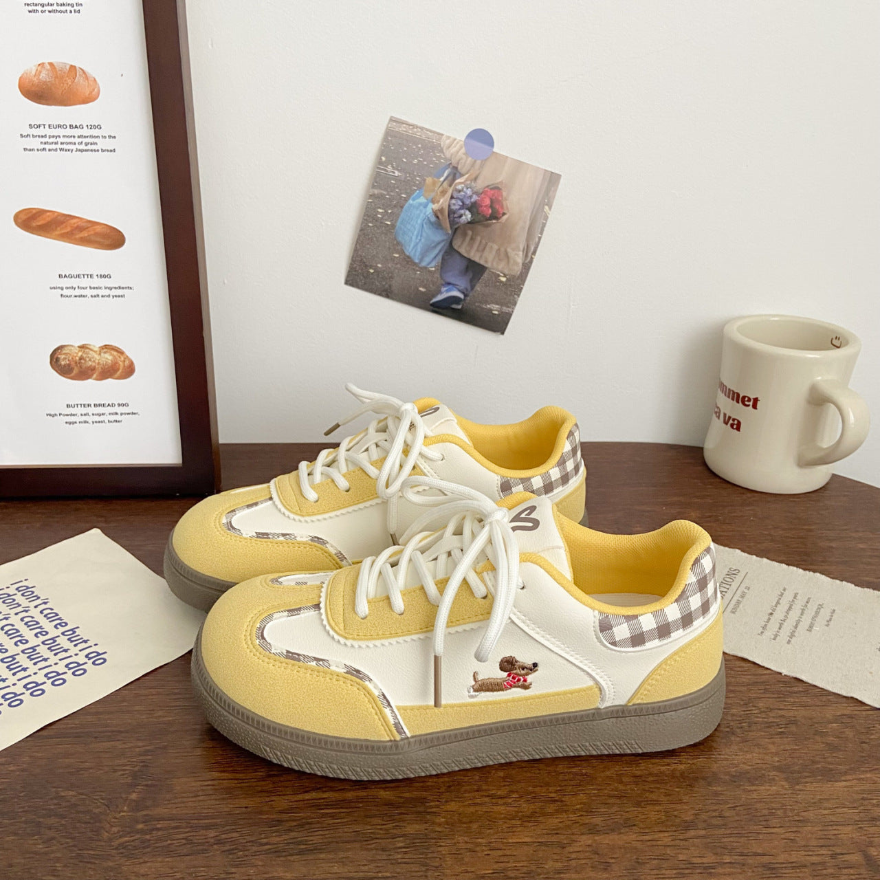 Lightweight women's sneakers - color-blocked, versatile, PU, casual commuting hiking