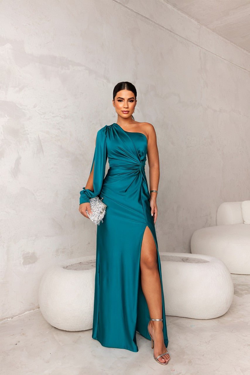 Elegant Satin Dress with Flattering Cut for Women's Cocktail and Forma