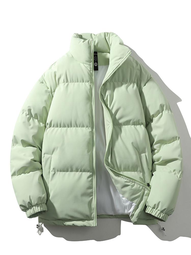 Lightweight Men's Puffer Jacket - High Collar, Polyester