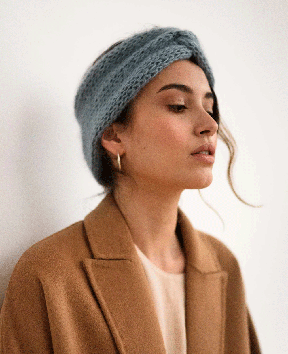 Soft Cozy Womens Knitted Headband - Twisted Mohair Warmth