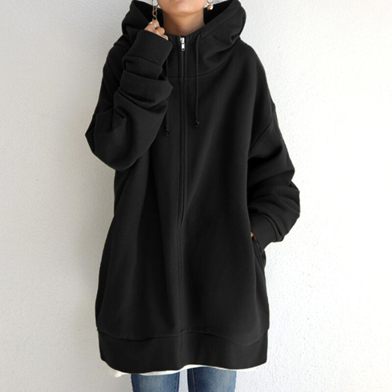 Warm Women Longline Hoodie - Oversized Fleece Layering