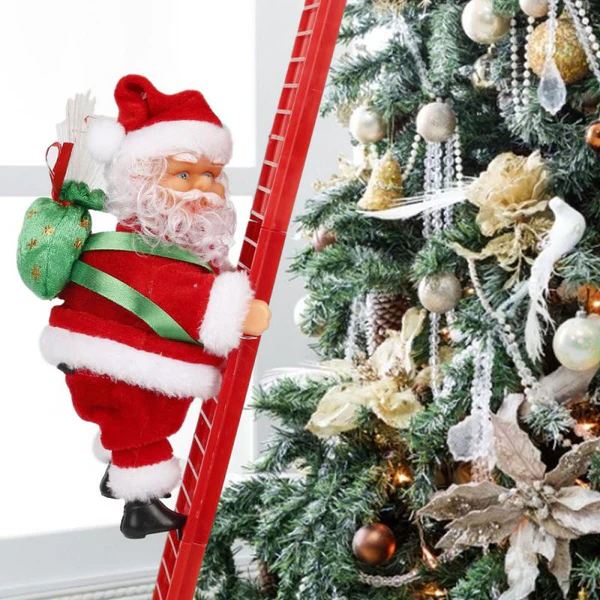 Kletternder Weihnachtsmann Anhänger mit LED-Lichtern Animierte Weihnachtsdekoration 2025 Baum- oder Wanddisplay