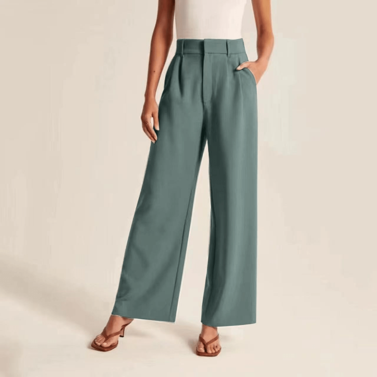 Variant image for High-Waisted Wide Leg Trousers for Women, Comfortable Polyester, Flattering Fit, Versatile Style, Suitable for Business and Formal Events-33