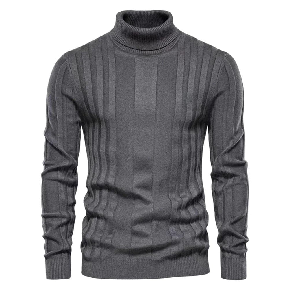 Fitted Men’s Turtleneck Sweater - Slim Knit For Winter