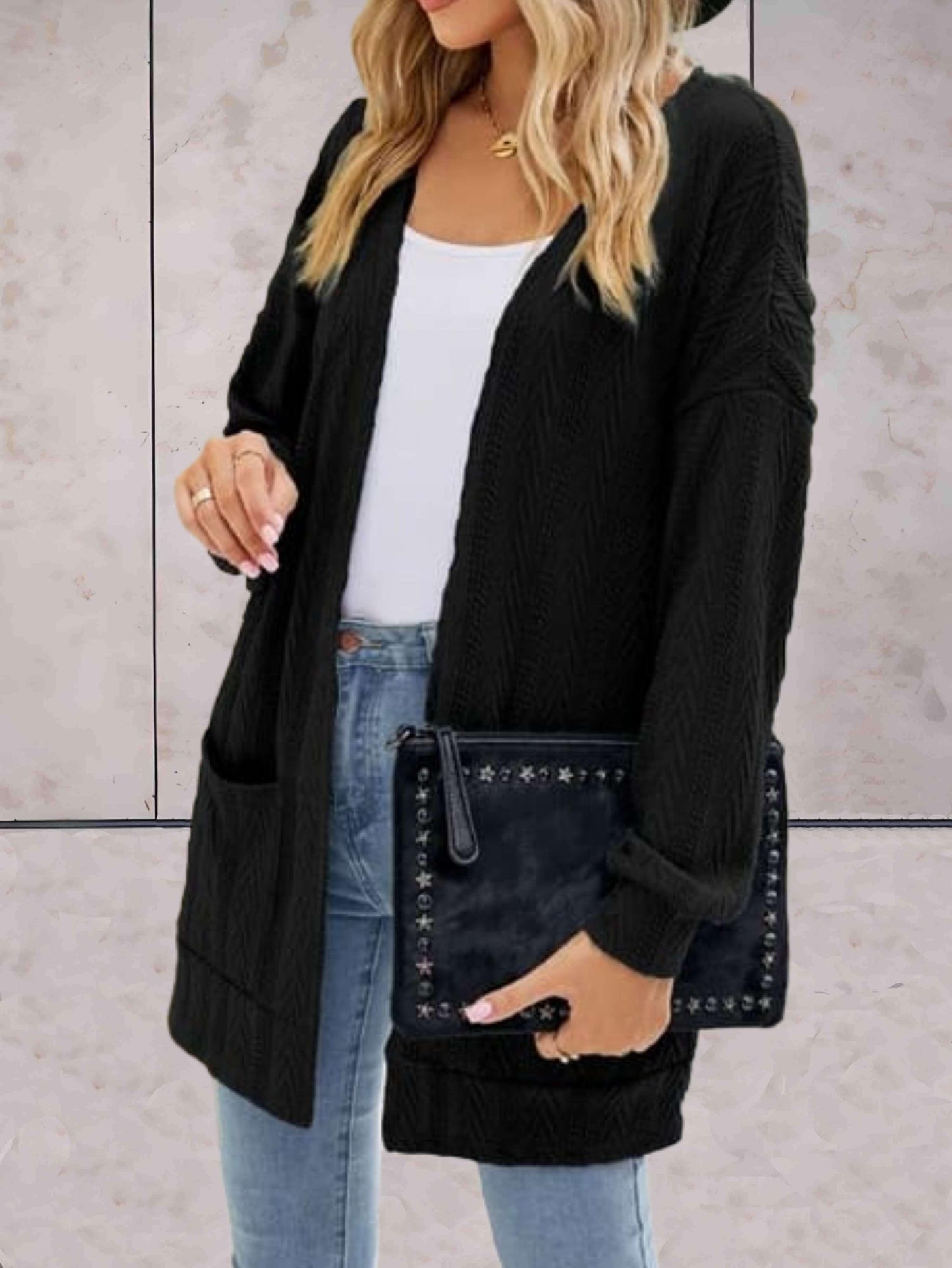 Zachte Comfortabele Dames Lange Cardigan – Open Voorzijde Gebreid, Casual